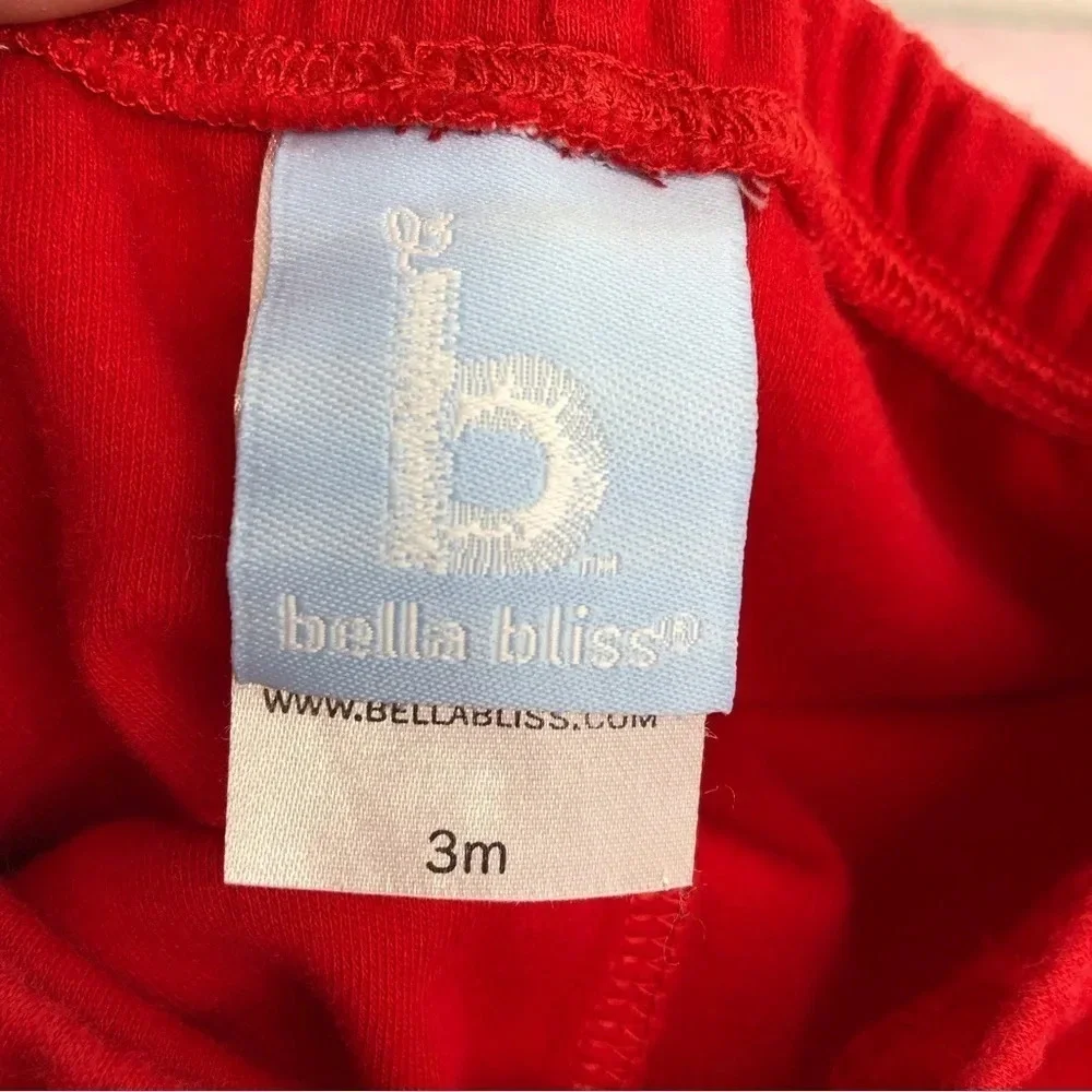 Bella Bliss Christmas pajamas red 2 piece set Snowman embroidery‎ size 3 months